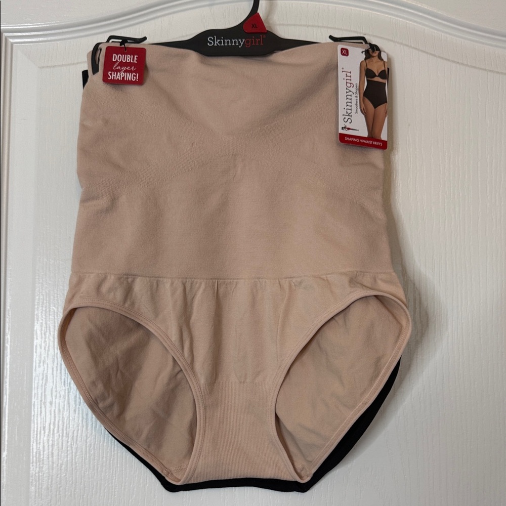 Skinnygirl 2 pairs Shaping High Waist Briefs Black and Nude XL